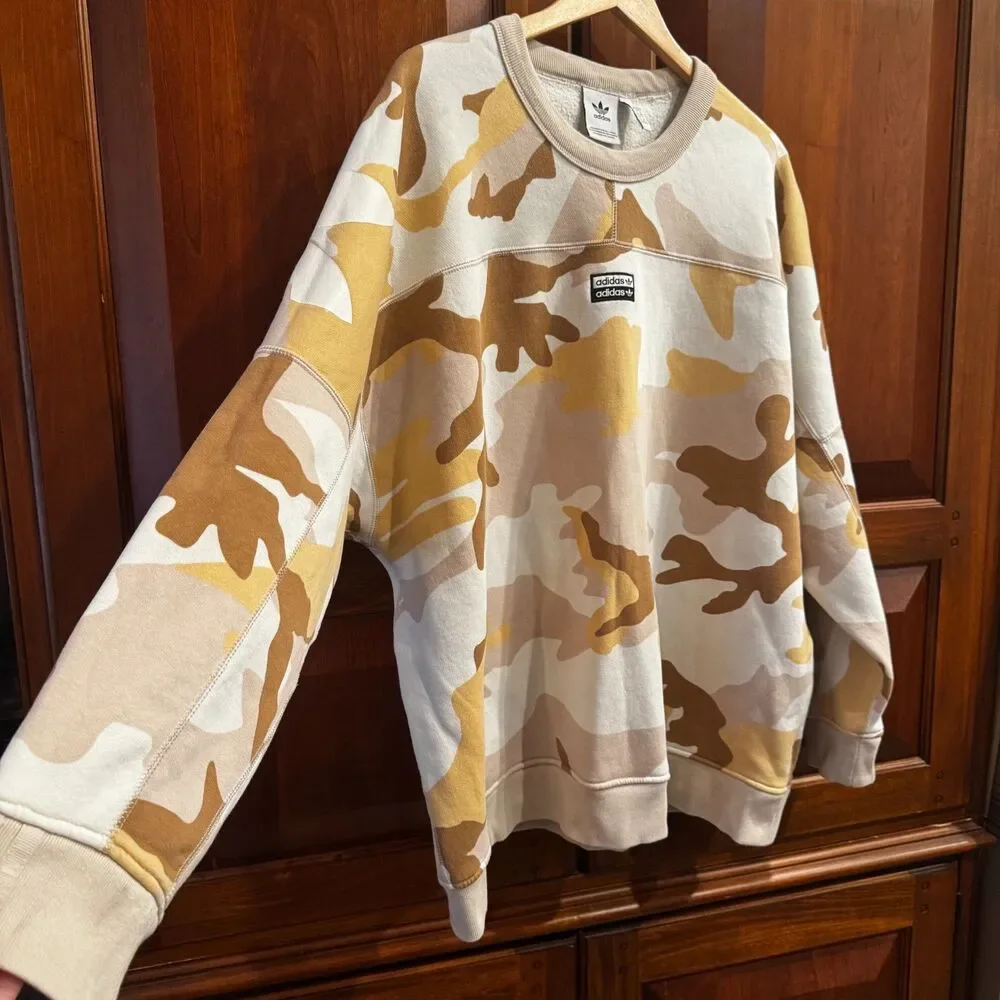 Adidas Originals R.Y.V. Brown Beige Camouflage Crewneck Sweatshirt Men's 2XL